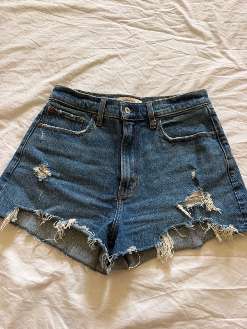 Abercrombie & Fitch Distressed Blue Denim Cutoff Shorts